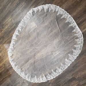 New White Wedding Veil No Comb with Embellished Edges